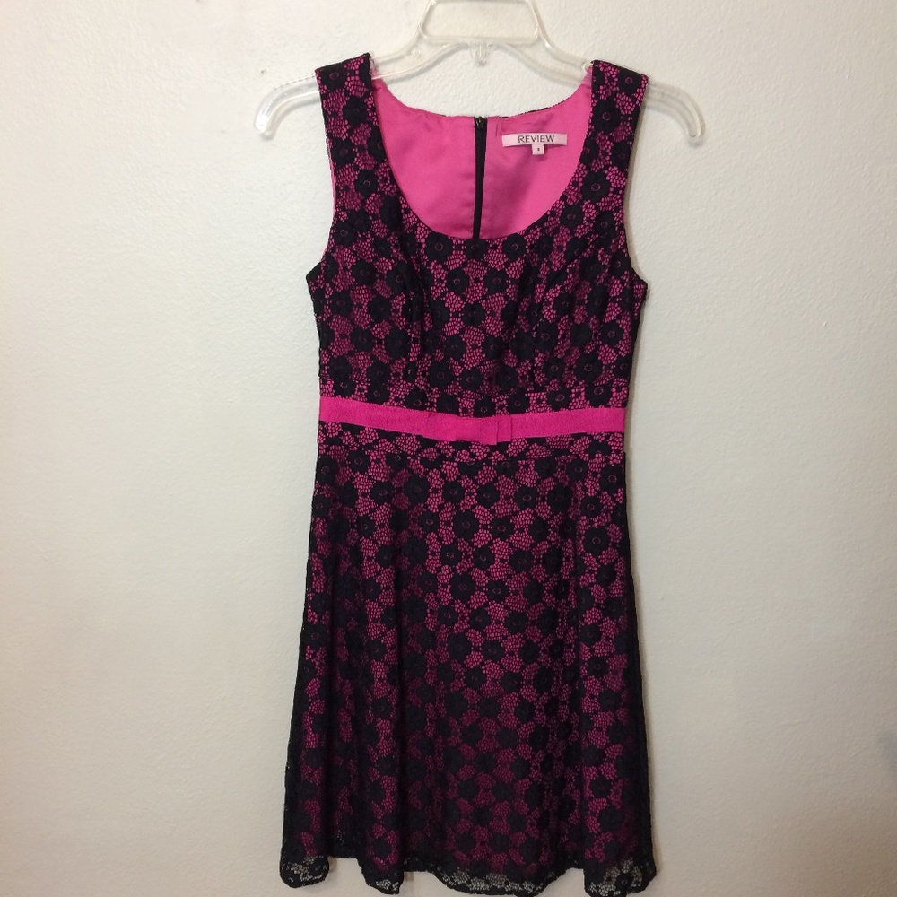 REVIEW Pink/Black Lace Dress